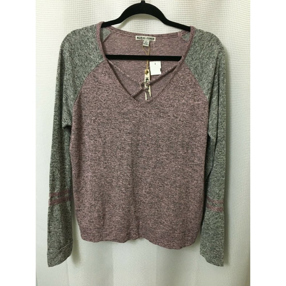 MORAL FIBER THIN PULLOVER SWEATER SIZE XL ROSE GRAY LONG SLEEVE TRAVEL VACATION